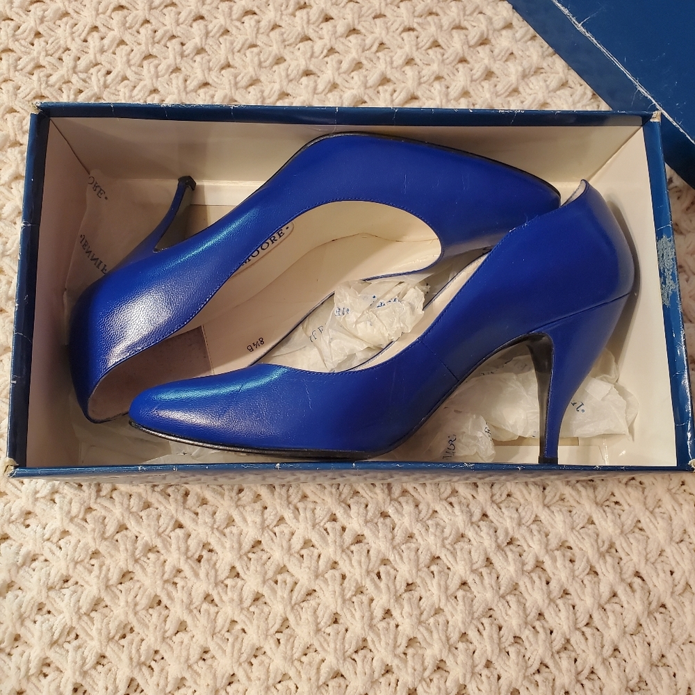 Jennifer Moore navy stilettos